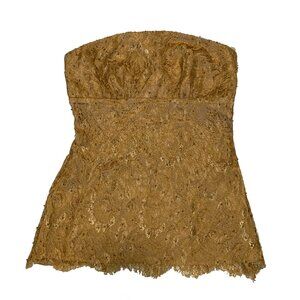 TTE Strapless Silk Top - Laced Trim - Gold